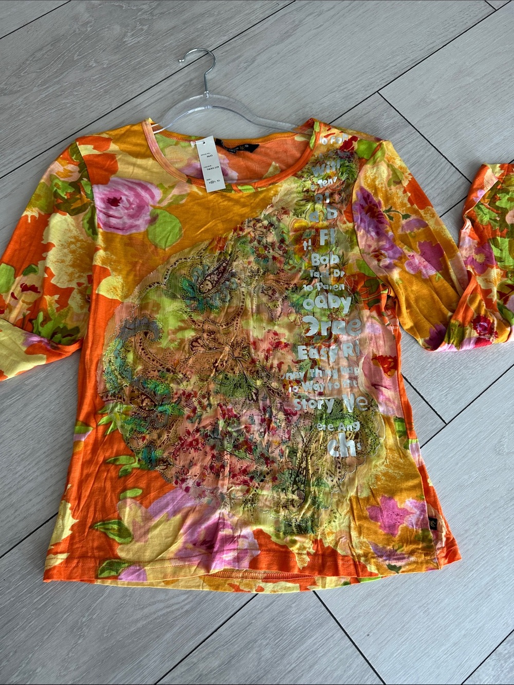 Jasmine Multicolor Floral Graphic Top - Orange, Green, Pink